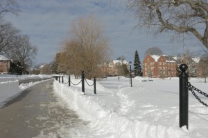 Paths across campus remain uncleared. (Photo by Charlie Smart)