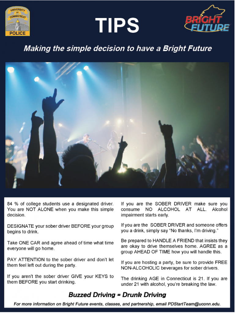 Bright Future Campaign poster with quick tips about alcohol and drugs.
